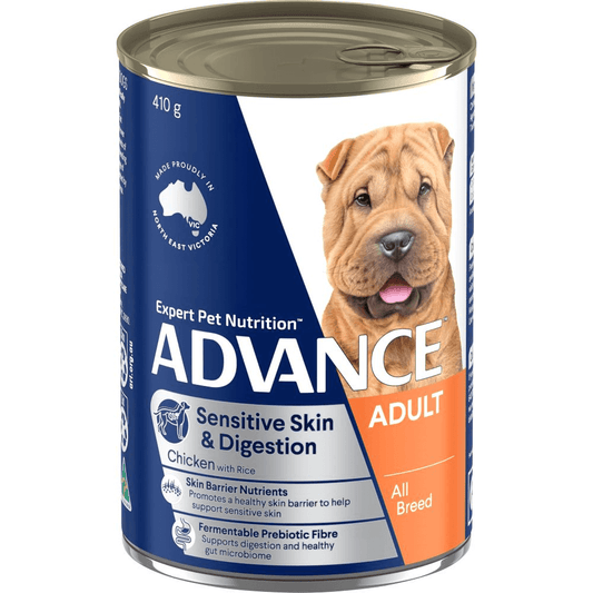 Advance Adult Sensitive All Breed Chicken And Rice Wet Dog Food Cans